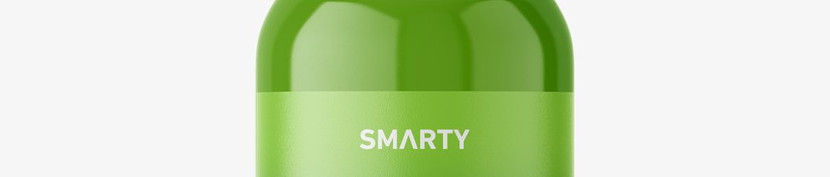 Free glossy bottle with pump mockup / 100 ml