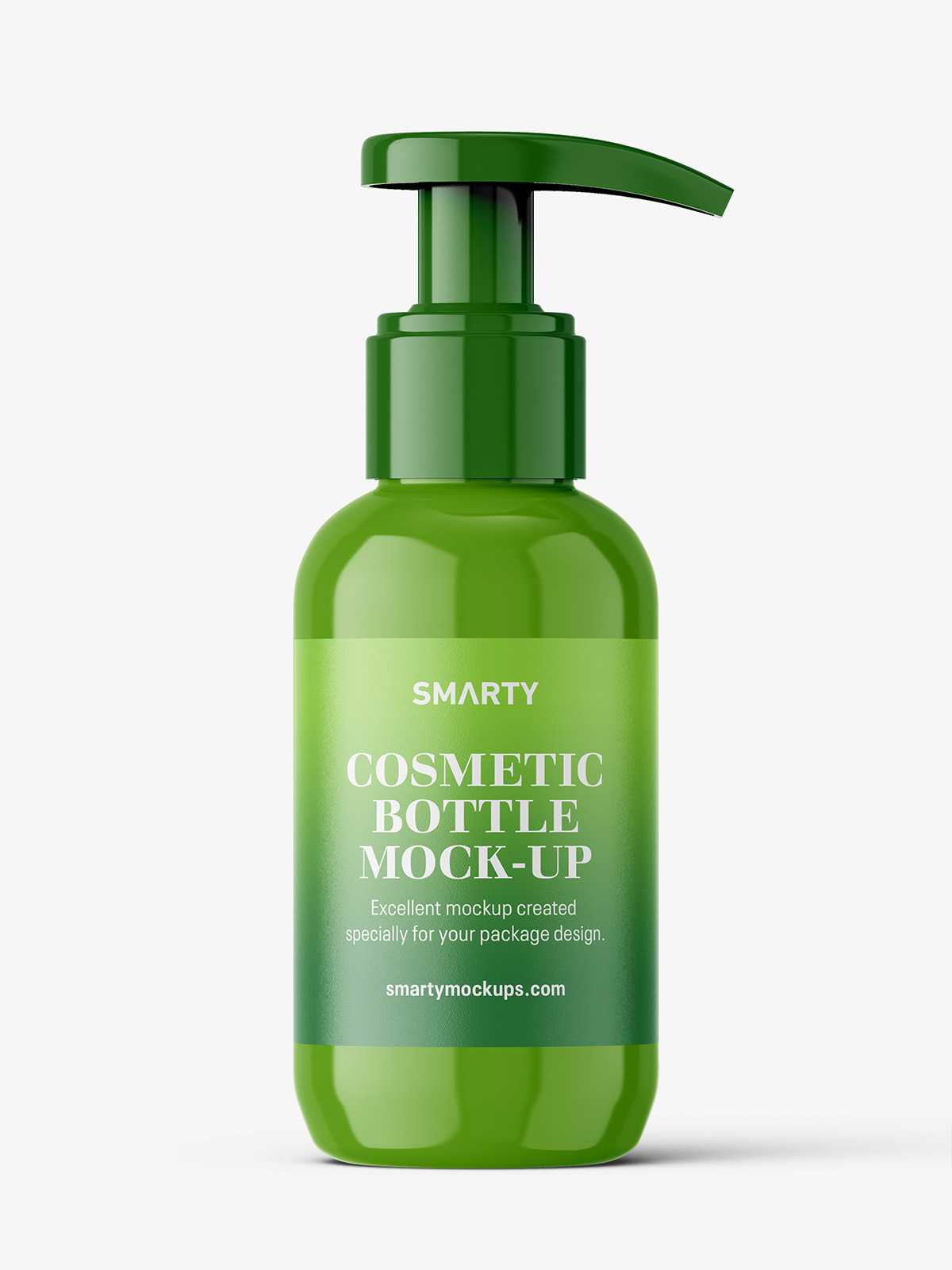 Free glossy bottle with pump mockup / 100 ml