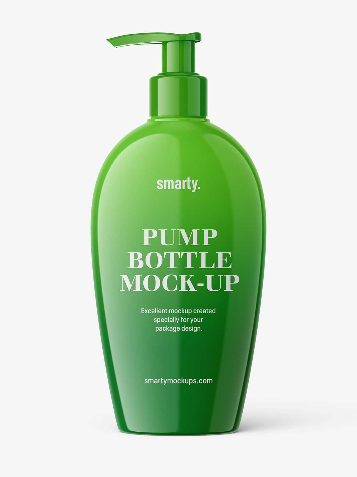 Free glossy cosmetic bottle with pump mockup