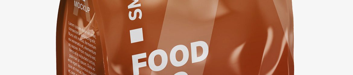 Free glossy food bag mockup