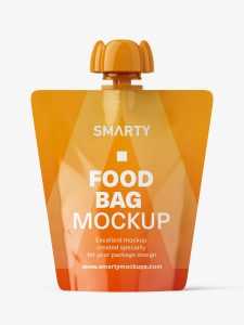 Free glossy food pouch mockup