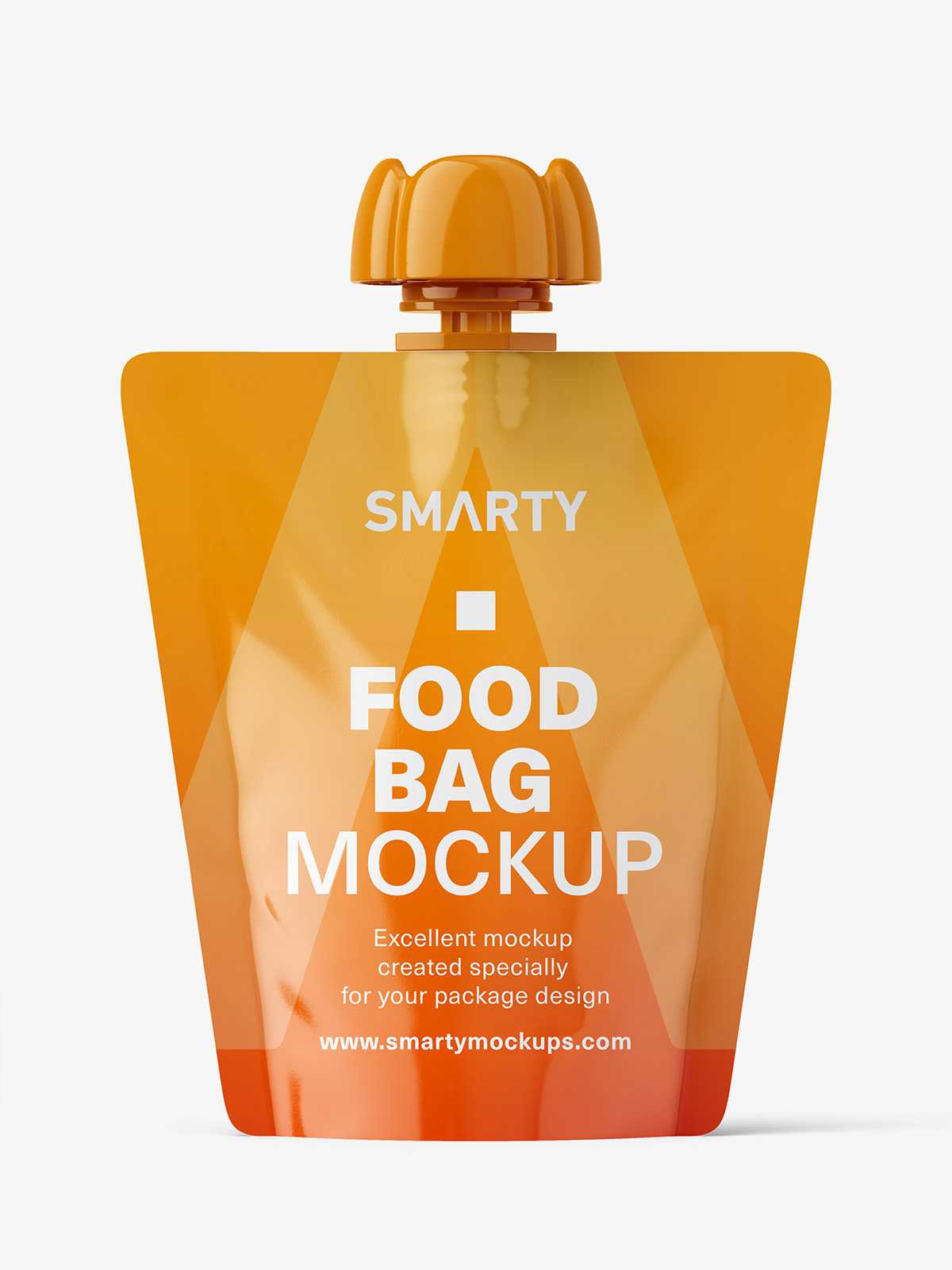 Free glossy food pouch mockup