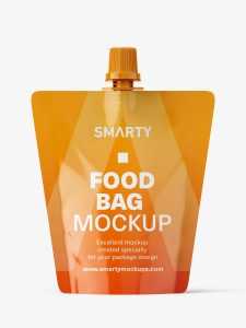 Free glossy food pouch mockup