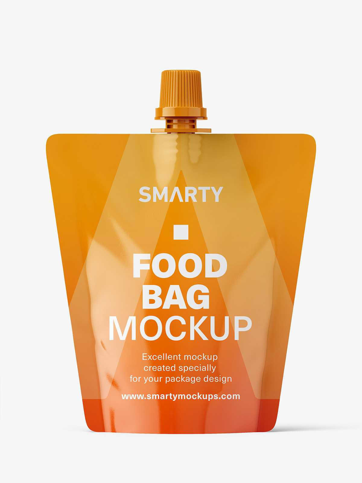 Free glossy food pouch mockup