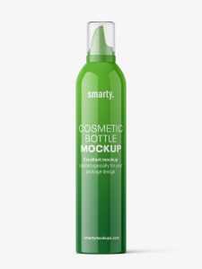 Free glossy hair mousse bottle mockup