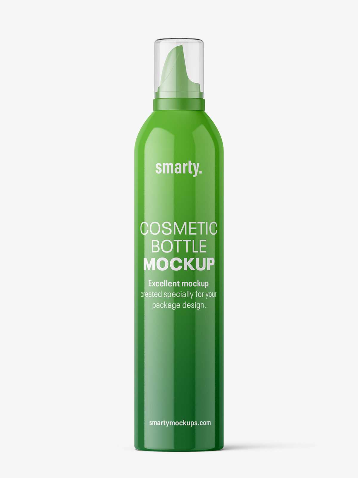 Free glossy hair mousse bottle mockup