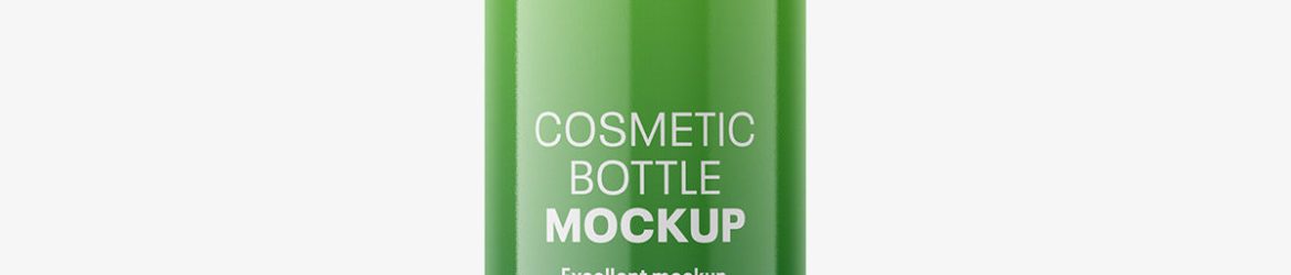 Free glossy spray bottle mockup