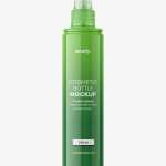 Free glossy spray bottle mockup
