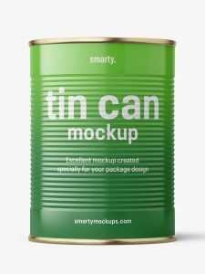 Free glossy tin can mockup / 580 ml