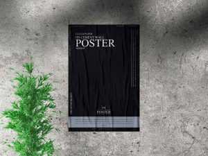 Free Glued Paper Poster Mockup (PSD)