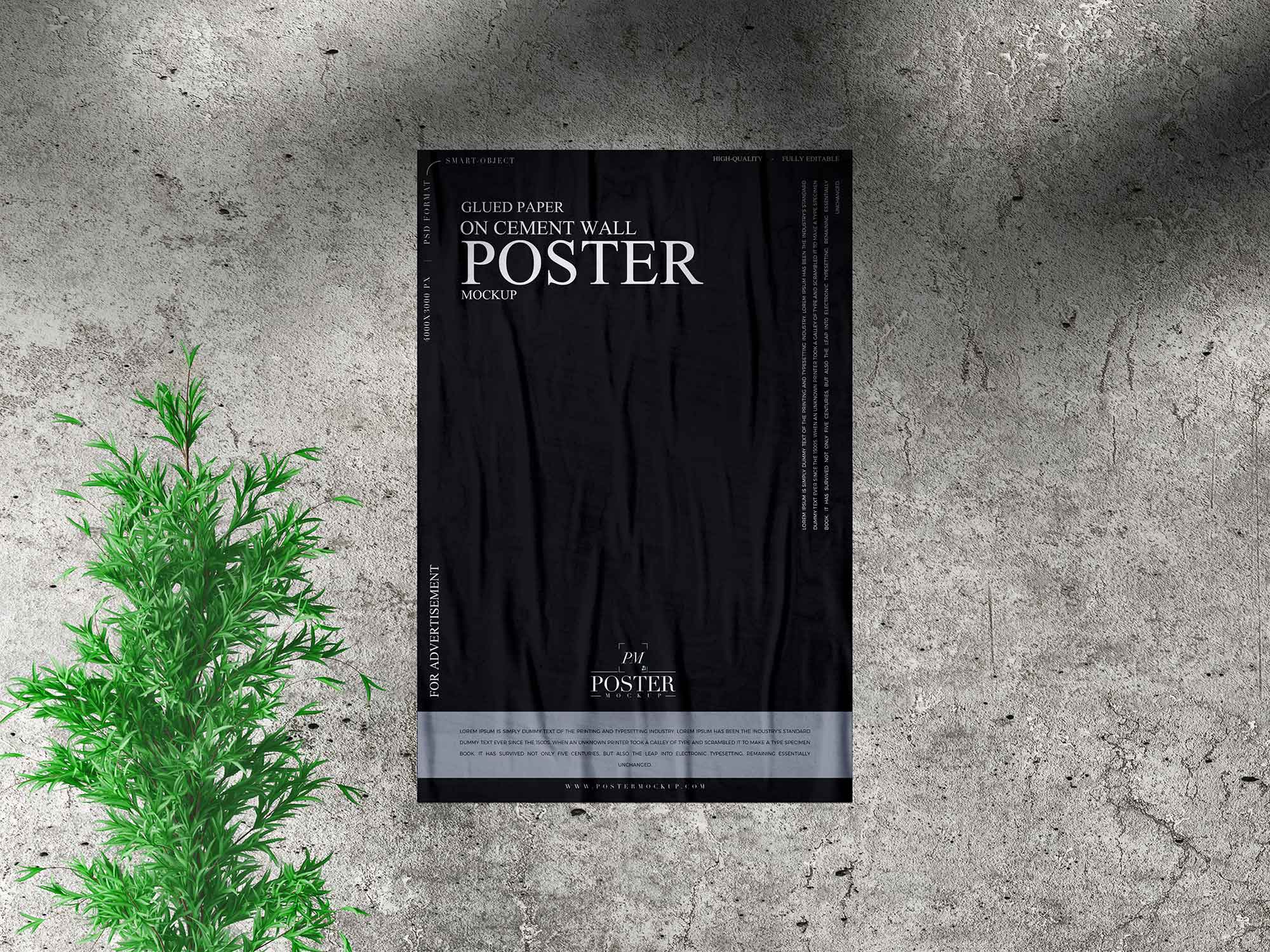 Free Glued Paper Poster Mockup (PSD)
