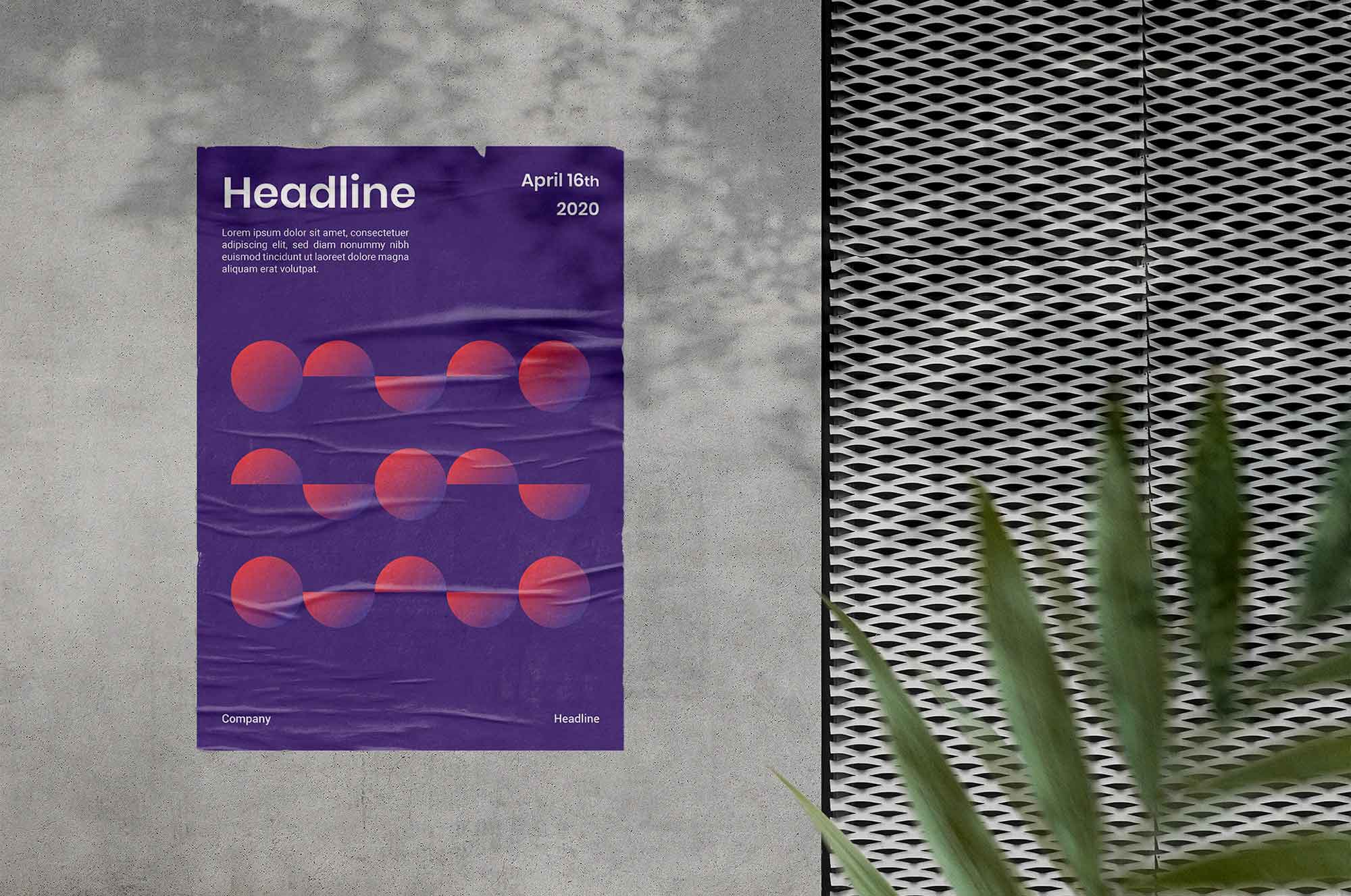 Free Glued Poster Mockup (PSD)