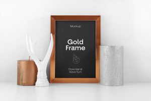 Free Gold Frame Mockup (PSD)