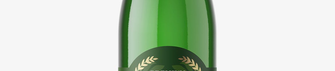 Free green beer bottle mockup