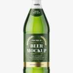 Free green beer bottle mockup
