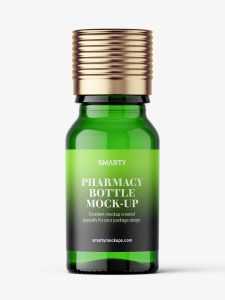 Free green pharmaceutical bottle with silver cap