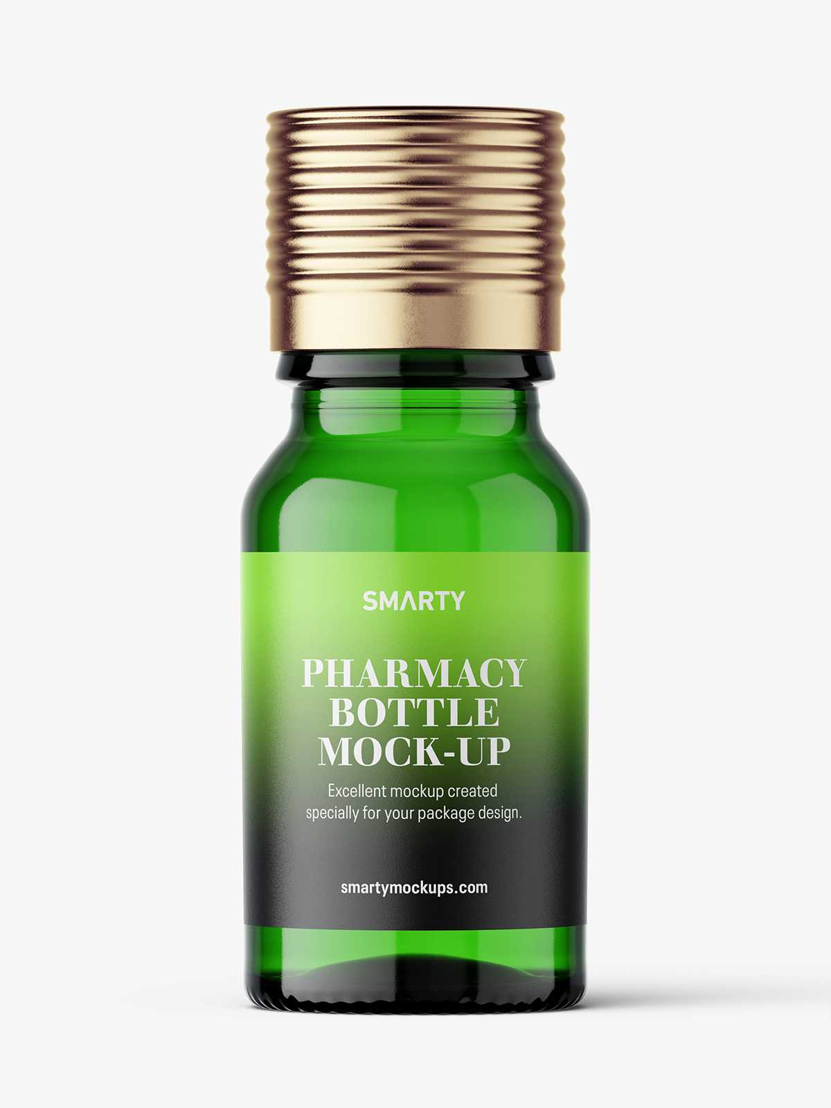 Free green pharmaceutical bottle with silver cap