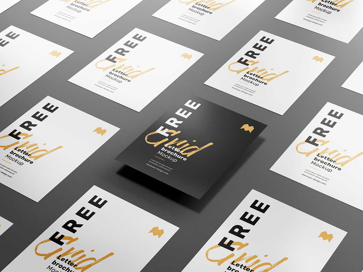 Free grid letter brochure mockup