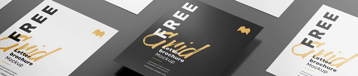 Free grid letter brochure mockup