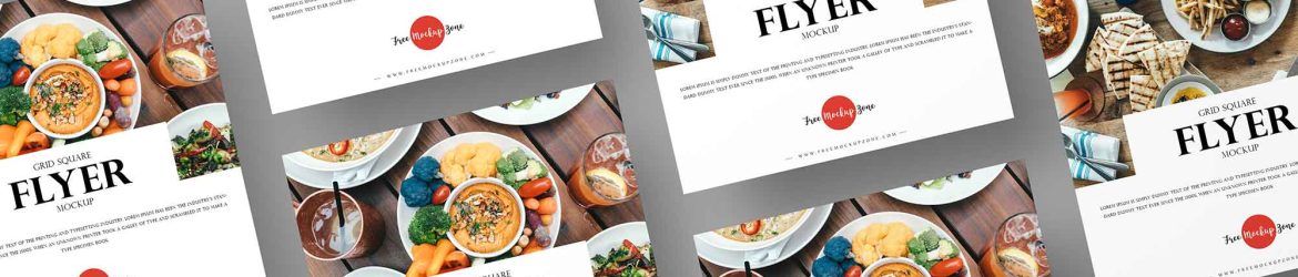Free Grid Square Flyers Mockup (PSD)