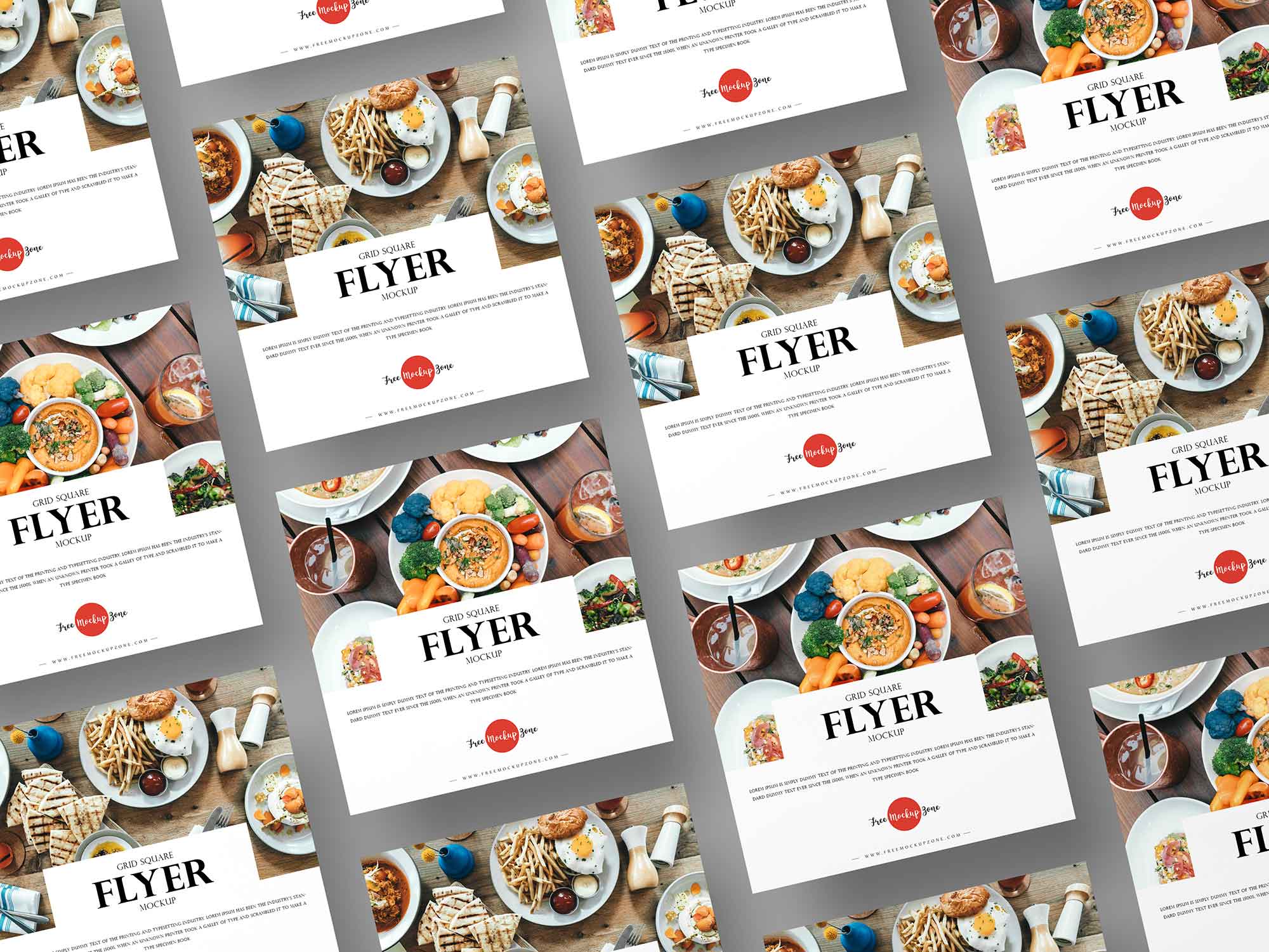 Free Grid Square Flyers Mockup (PSD)