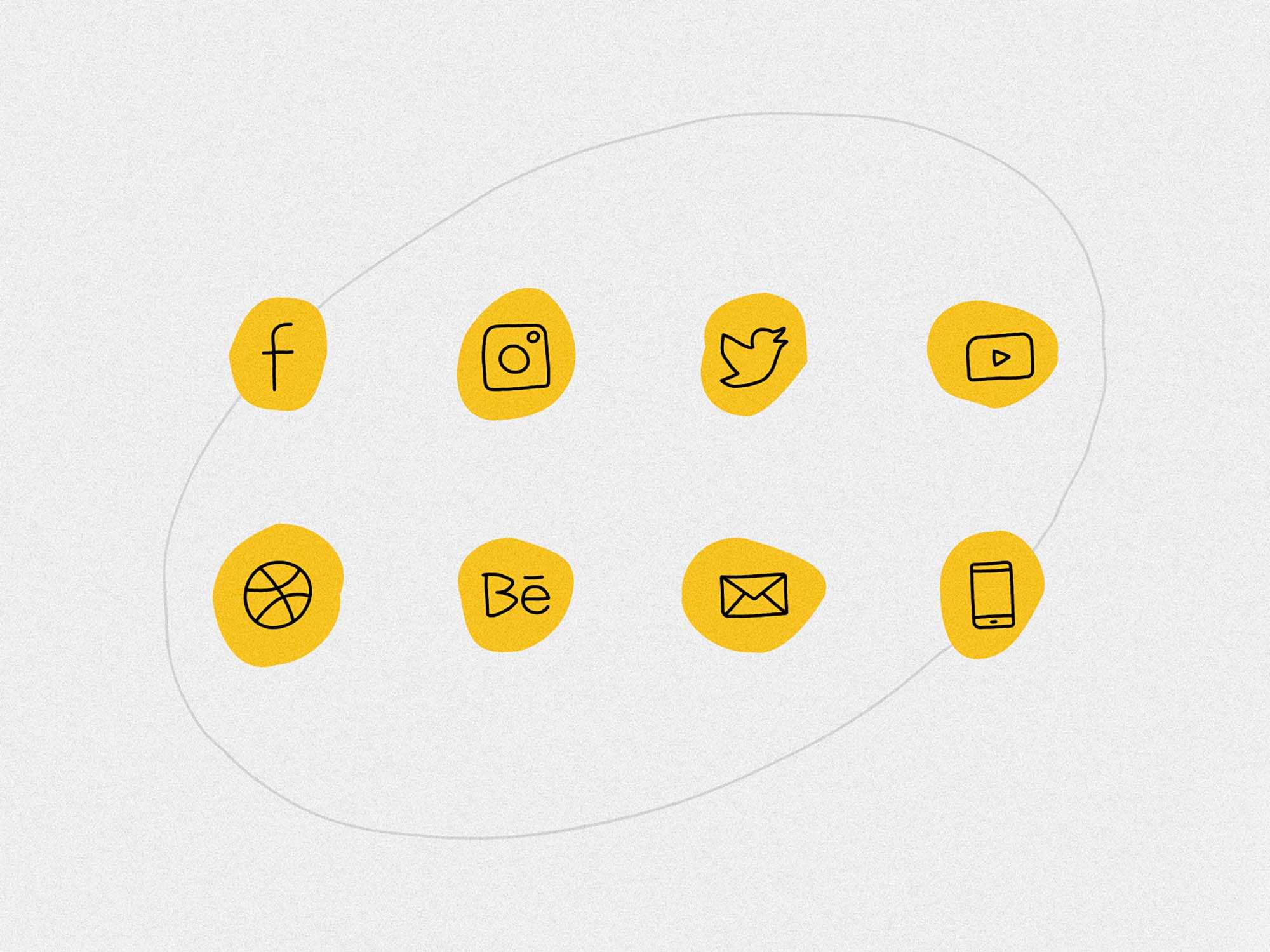 Free Hand-drawn Social Media Icons (Ai)