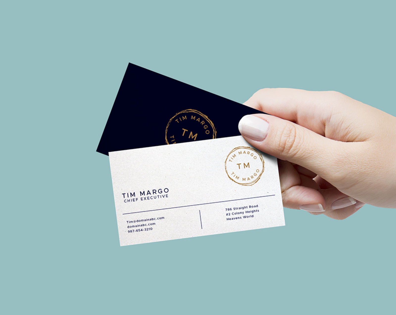 Free Hand Holding Business Card Mockup