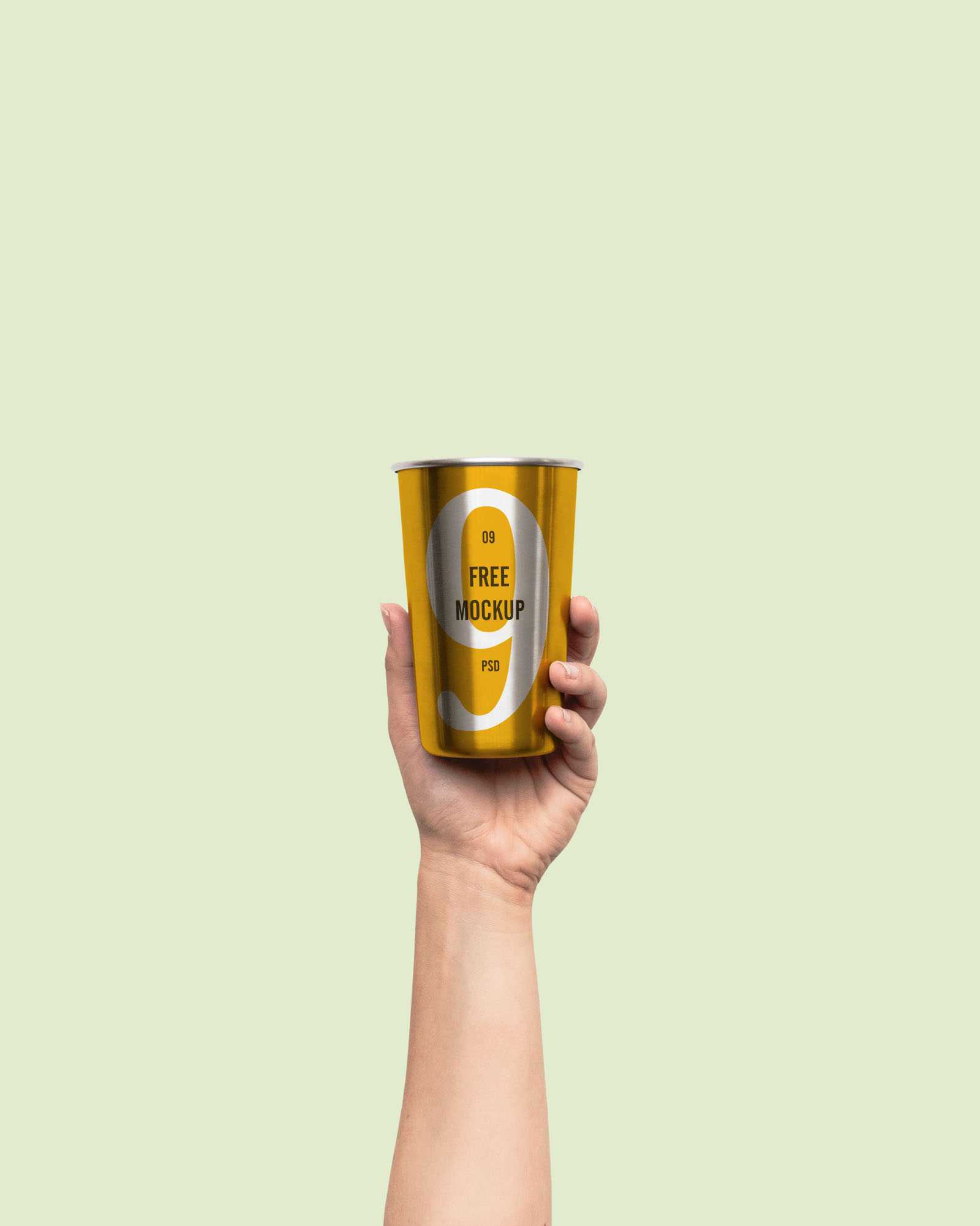 Free Hand Holding Metal Cup Mockups (PSD)