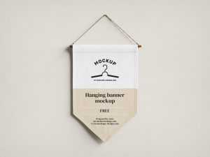 Free hanging banner mockup