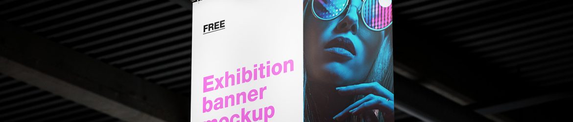 Free hanging exhibition banner mockup - Instant Download