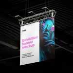 Free hanging exhibition banner mockup - Instant Download