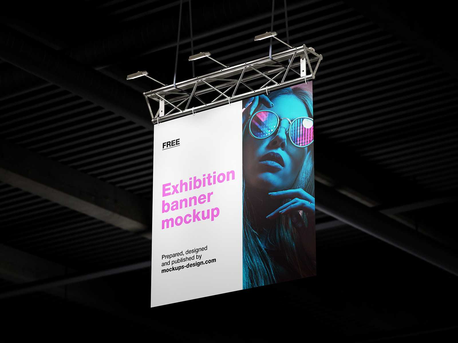 Free hanging exhibition banner mockup - Instant Download
