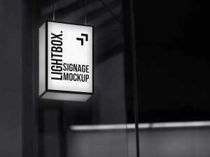 Free Hanging Lightbox Signage Mockup (PSD)