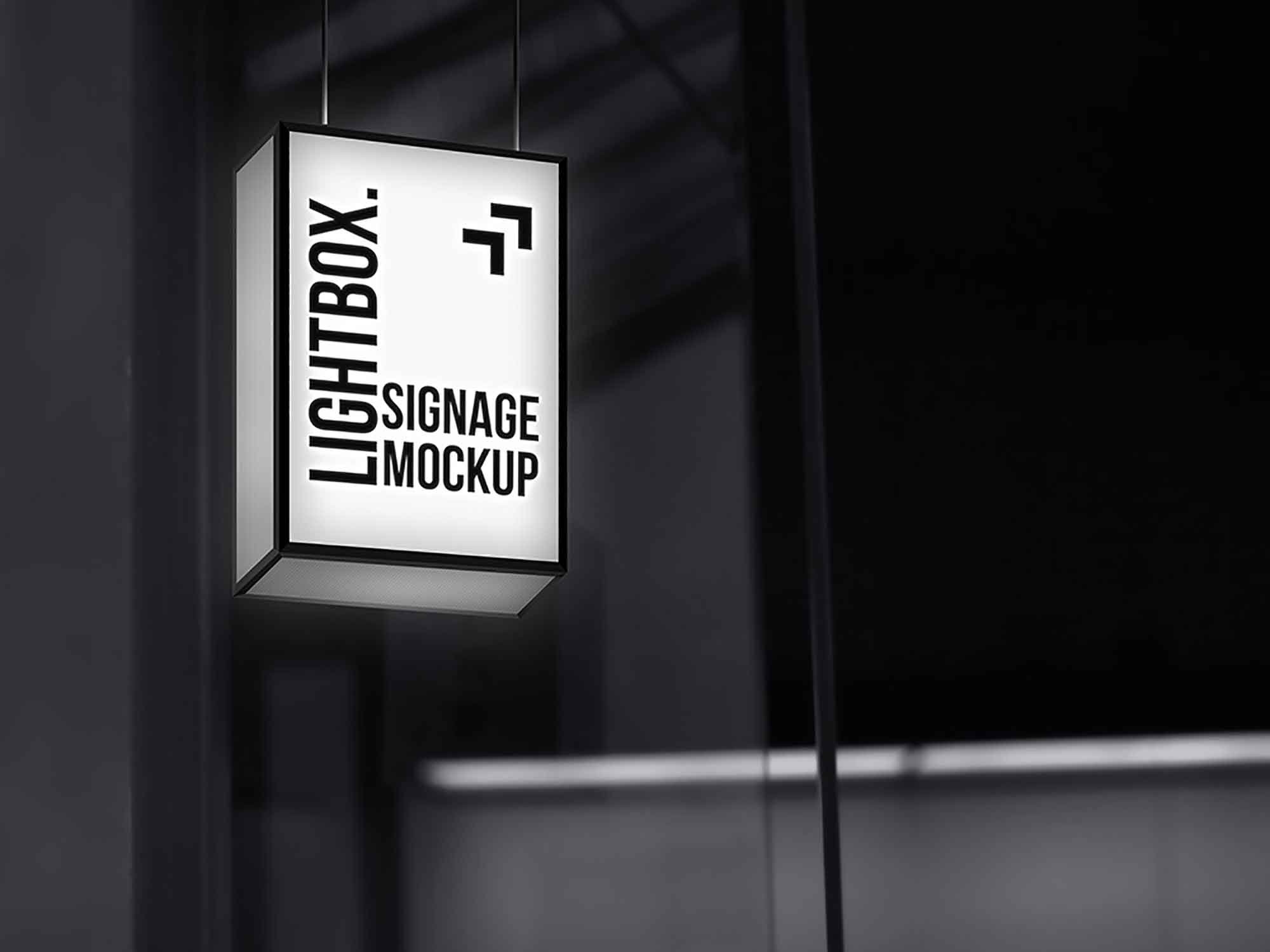 Free Hanging Lightbox Signage Mockup (PSD)