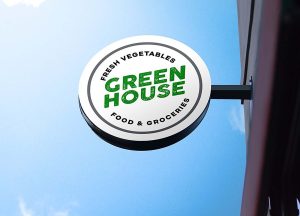 Free Hanging Wall Sign Mockup (PSD)