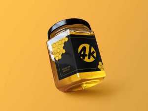 Free Hexagon Honey Jar Mockup (PSD)