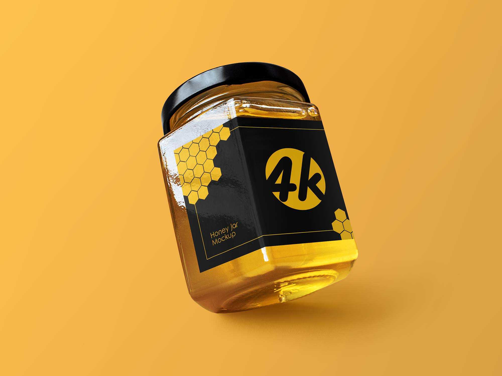 Free Hexagon Honey Jar Mockup (PSD)