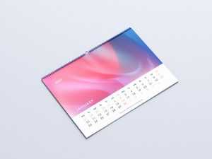 Free horizontal A3 wall calendar mockup