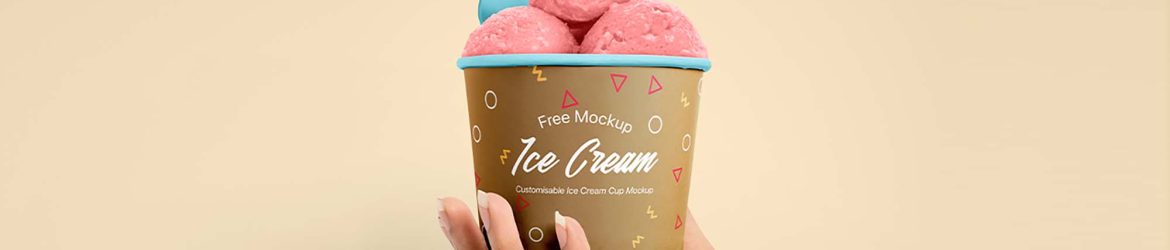 Free Ice Cream Cup in Hand Mockup (PSD)