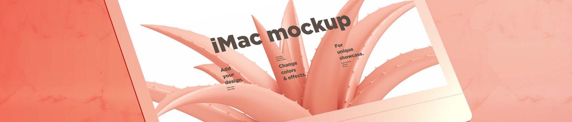 Free iMac Mockup with Marble Background (PSD)