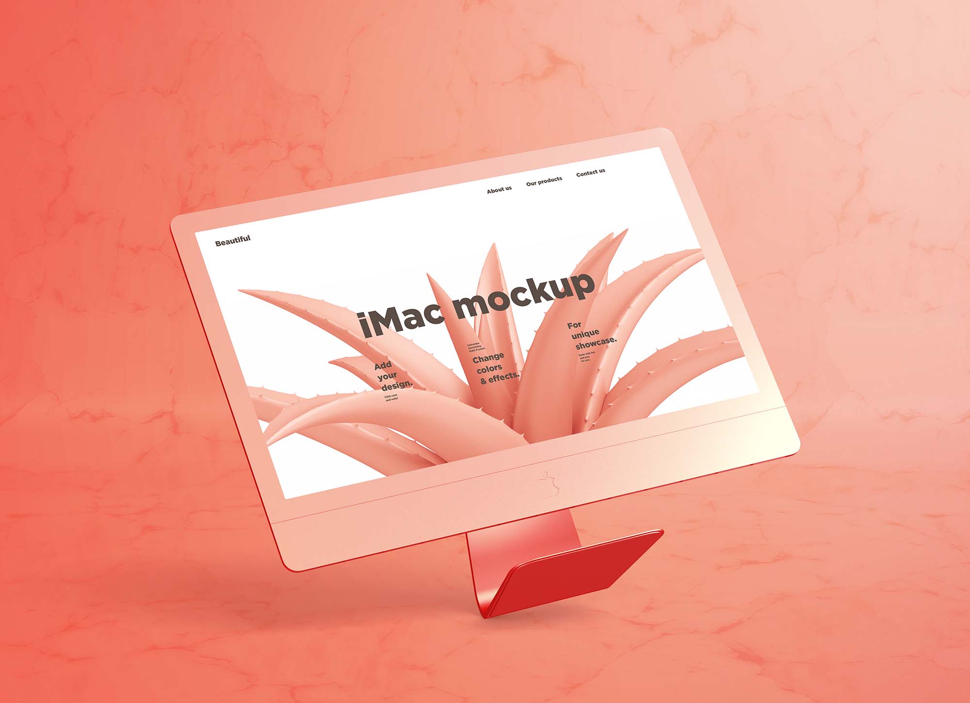 Free iMac Mockup with Marble Background (PSD)