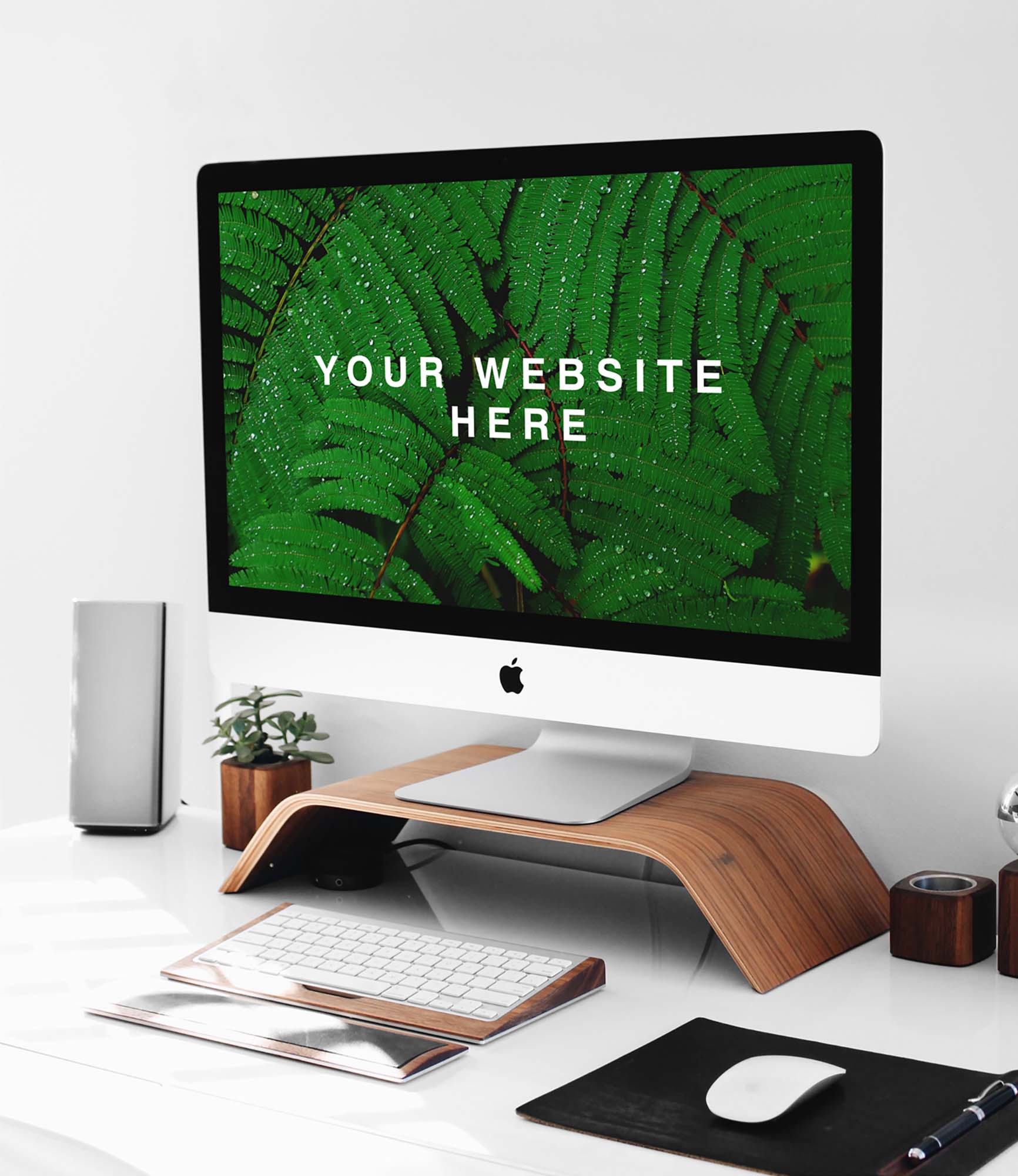 Free iMac on Stand Mockup (PSD)