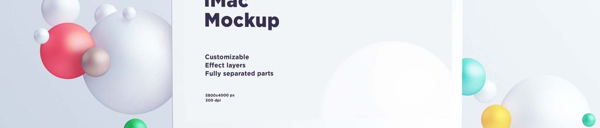 Free iMac with Spheres Mockup (PSD)