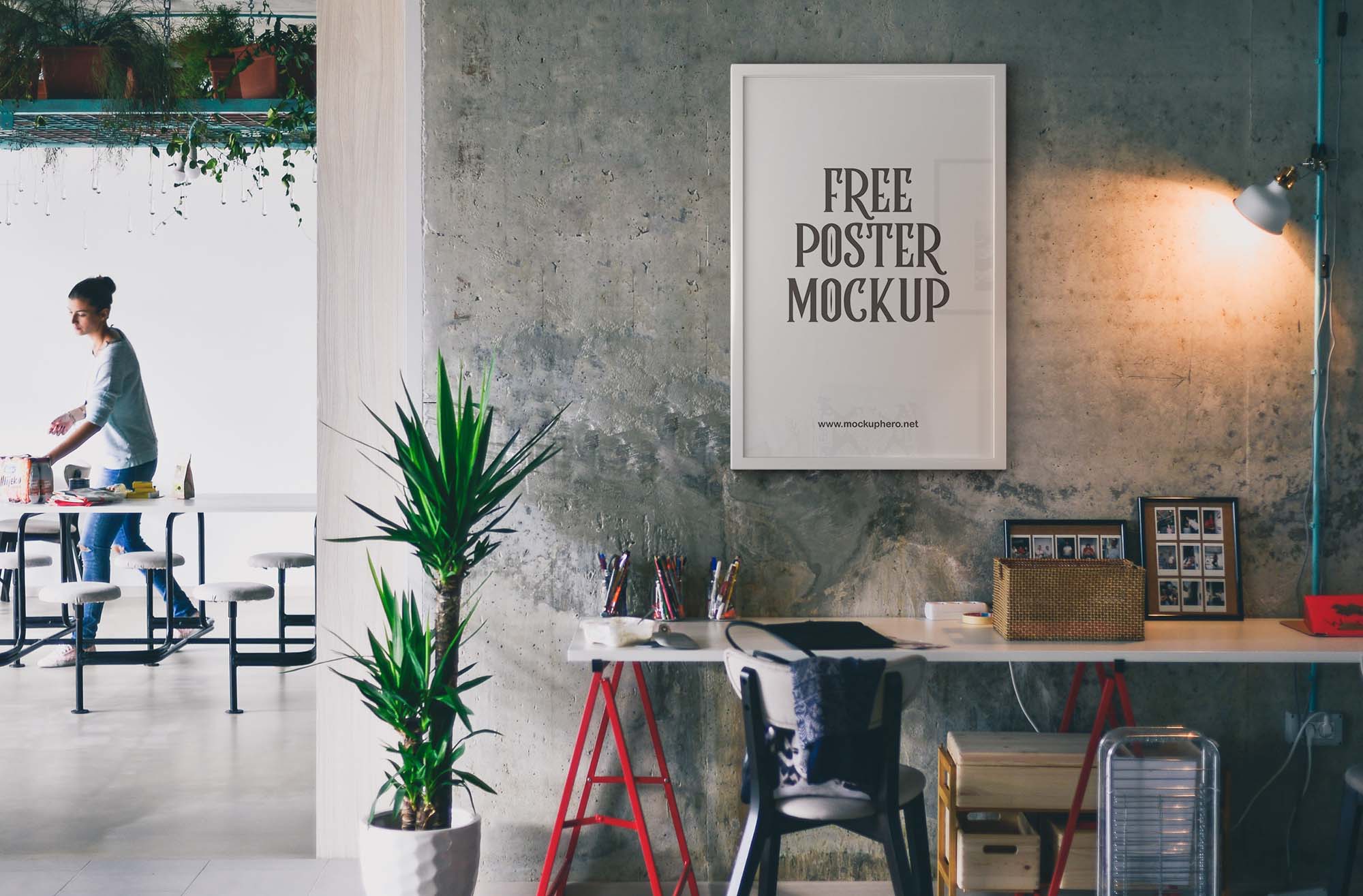 Free Indoor Poster Mockup (PSD)
