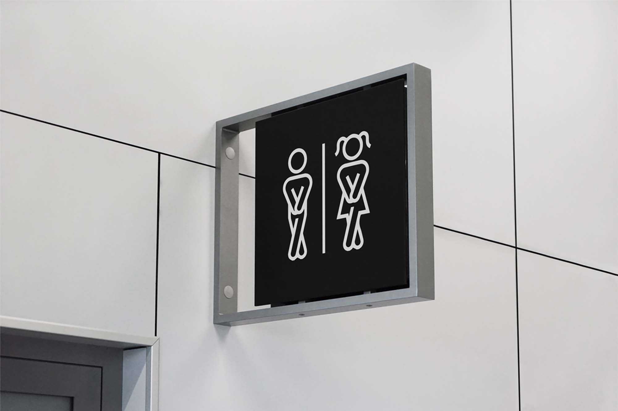 Free Indoor Squarish Sign Mockup (PSD)