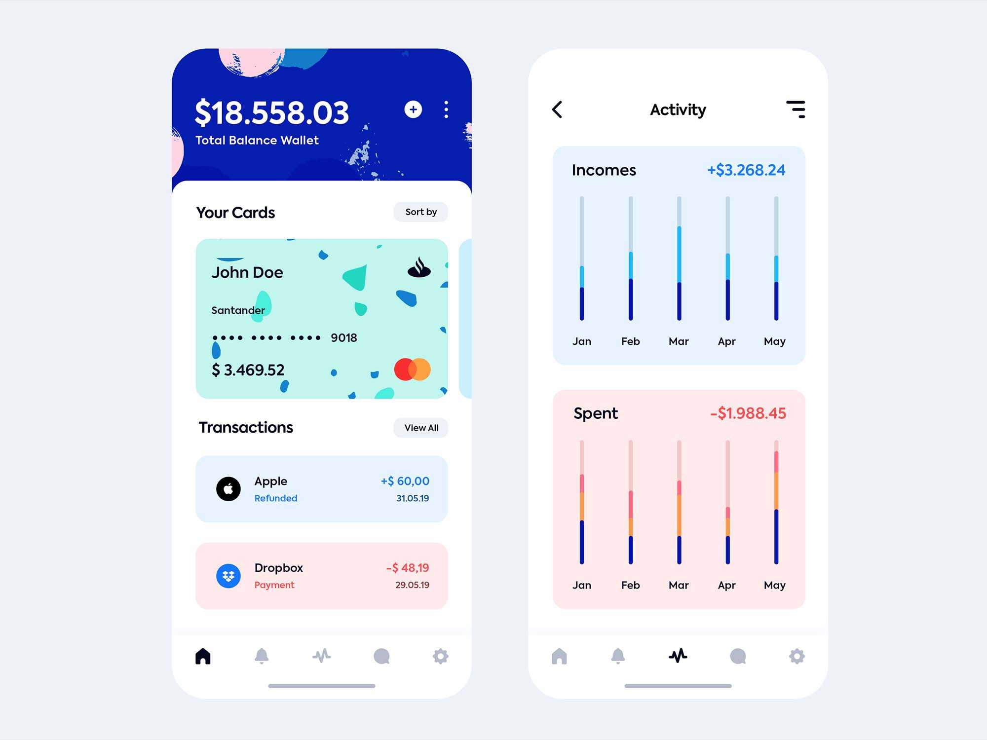 Free iOS Wallet App Template (PSD)