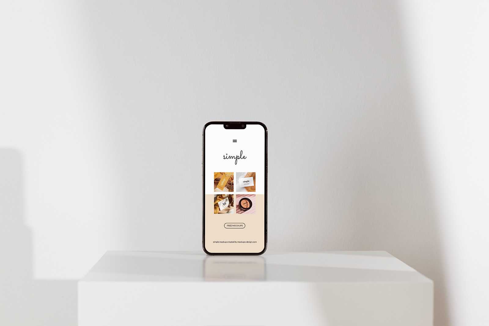 Free iPhone on white background mockup
