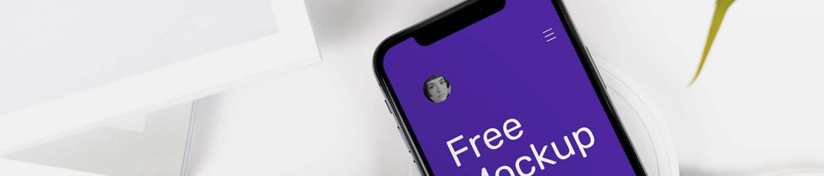 Free iPhone X on Desk Mockup (PSD)