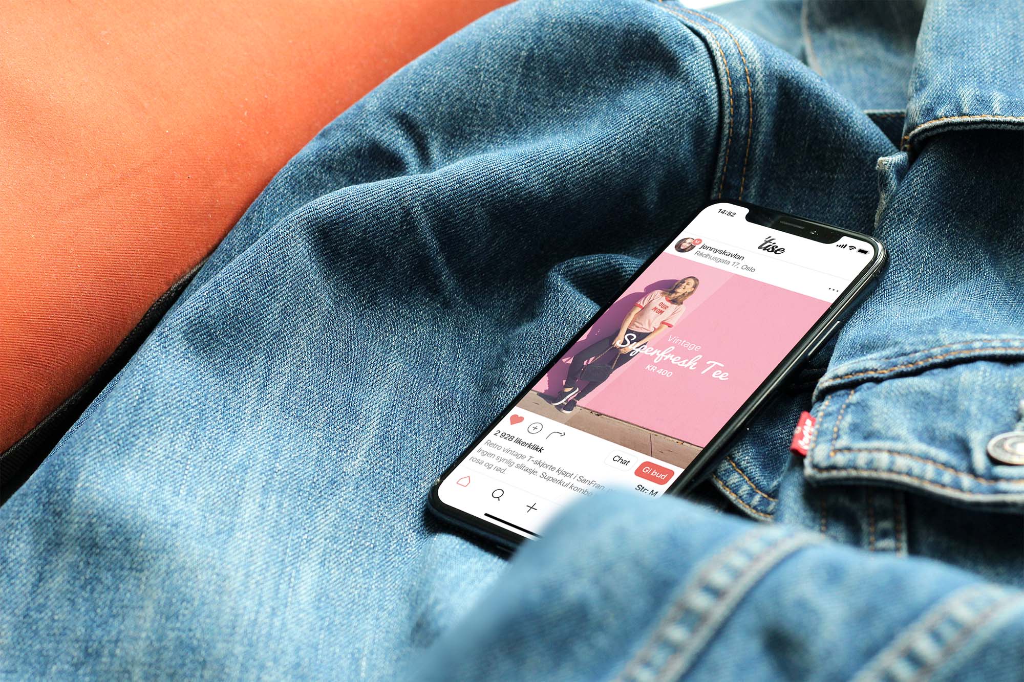 Free iPhone X on Jacket Mockup (PSD)