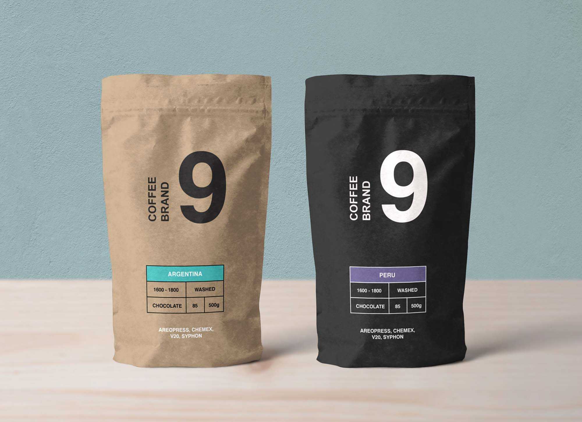 Free Kraft Paper Coffee Pouch Mockup (PSD)